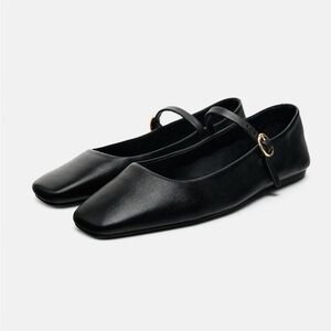 Zara Leather Ballet Flats, Size 7.5